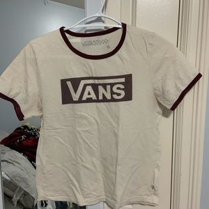 Vans burgundy and cream shirt; S